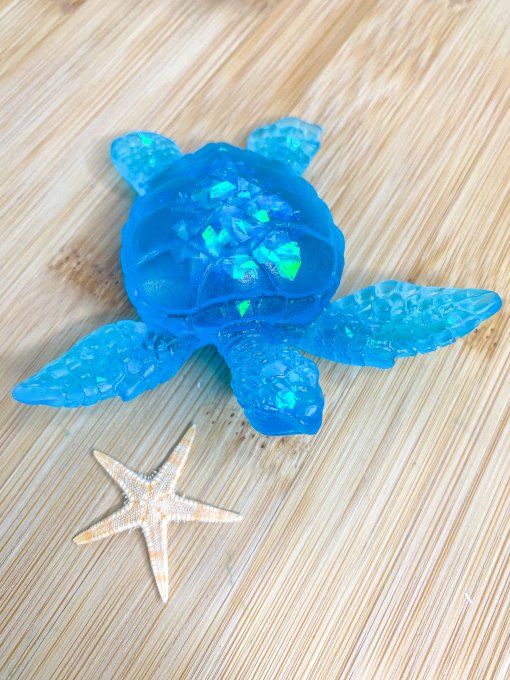 Tortue lagon et paillettes holographiques