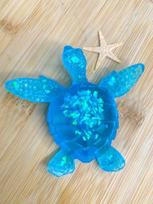 Tortue lagon et paillettes holographiques